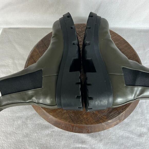 Zara Boots Womens 8 Brown Leather Ankle Lug Soles Round Toe Elastic Side Panels - Picture 9 of 13